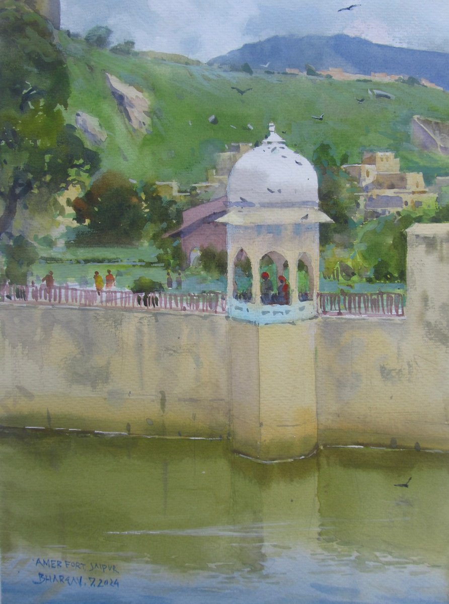Impressionistic Landscape Watercolour By Bhargavkumar Kulkarni, 10 X 14, Amer Fort, Jaipur 3, Original Artwork