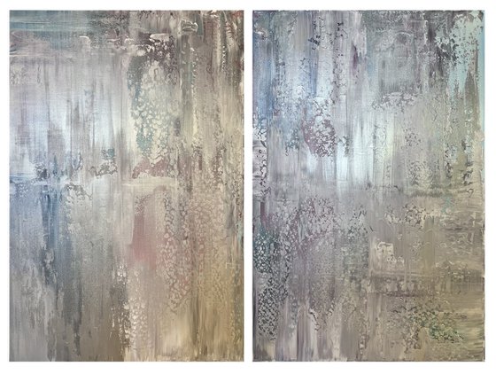 Diptych Silver Serenade large size painting