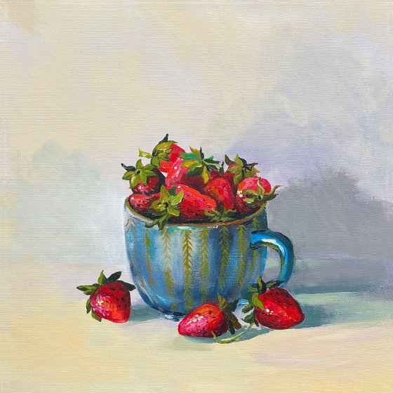 Still life with strawberry mug