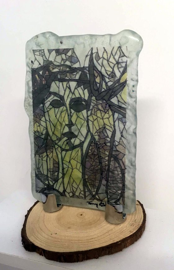 'Theresa' - cast glass silk drawing