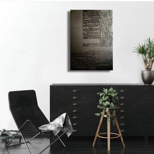 Black lines texture luxury abstract Painting by Marina Skromova