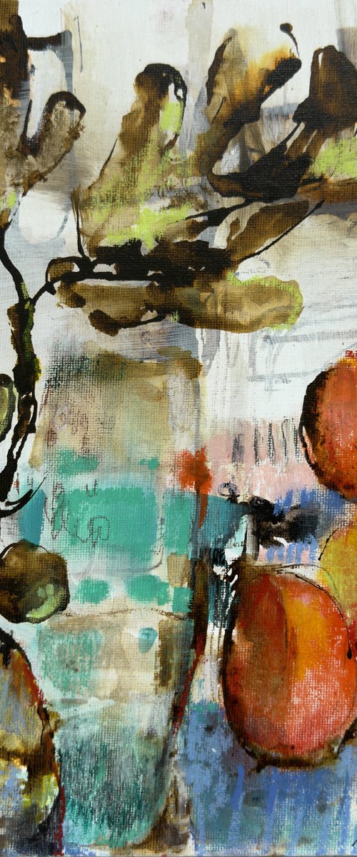 Abstract still life with peaches by Olha Laptieva
