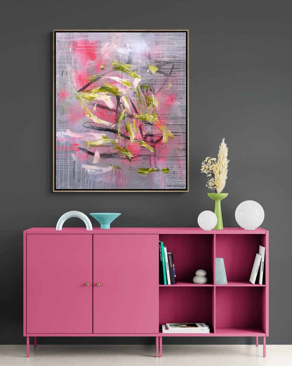 Expressive Abstract Painting By Daniela Schweinsberg, 39 X 47, Space Odyssey 2, Original Artwork