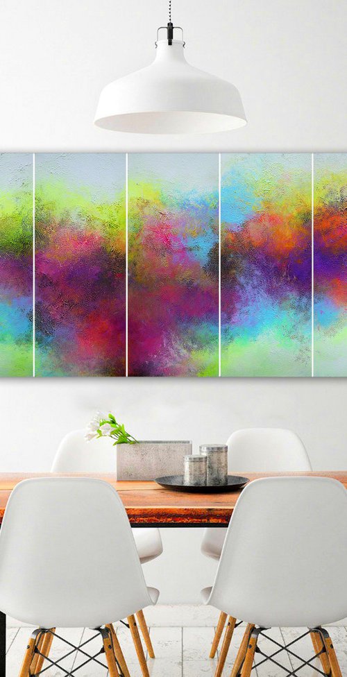 Panoramic abstract Painting / 7 in 1 / Sounds of the City by Alex Senchenko