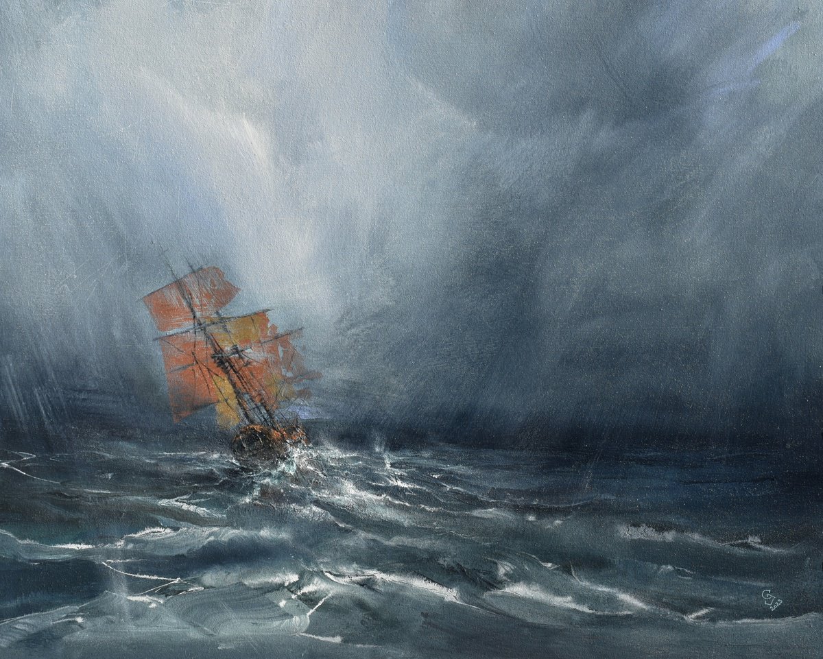 Abstract Landscape Acrylic Painting By Ivan Grozdanovski, 39 X 31, Harbor Of Destroyed Dreams - The Storms Of Life 2, Artfinder