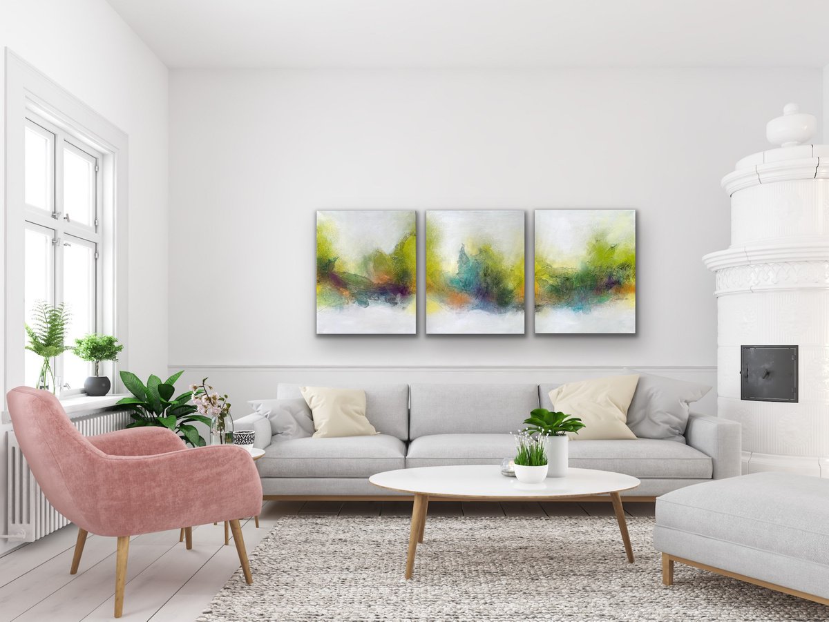 Organic Abstract Acrylic Painting By Kirsten Schankweiler, 47 X 20", Mother Nature #21, Original Artwork