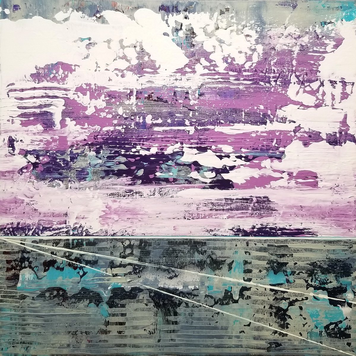 Organic Landscape Acrylic Painting By Chris Carbone, 24 X 24, Lavender Tide, Original Artwork