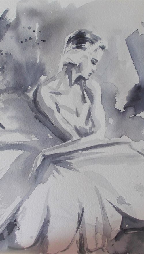 Ballerina series watercolor painting  -Original Ballerina painting by Antigoni Tziora