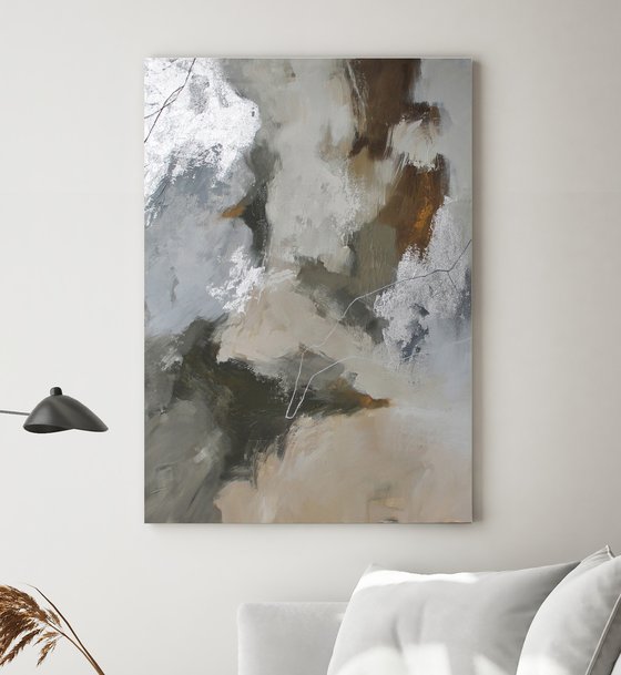 "Velor 2" Gray brown beige abstract art