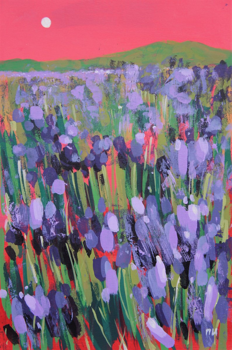 Impressionistic Landscape Acrylic Painting By Irina Plaksina, 9 X 13, Sunset In Tuscany, Original Artwork