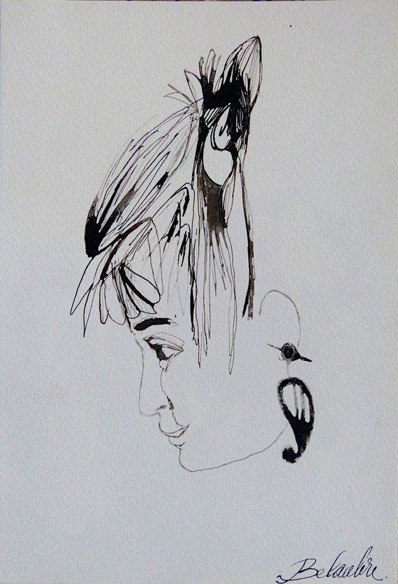 The Portrait with an earring, 24x16 cm