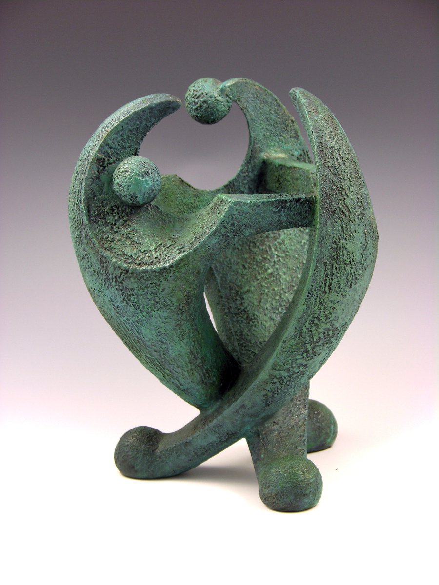 Surrealistic Abstract Bronze Sculpture By Tomoaki Orikasa, 6 X 9", Harmony, Original Artwork