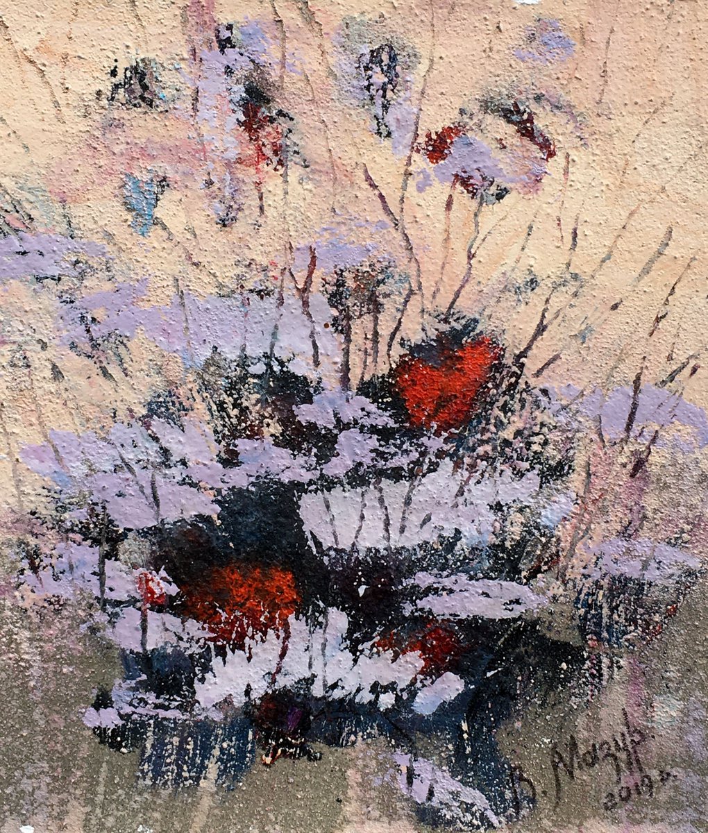Impressionistic Abstract Oil Painting By Volodymyr Mazur, 9 X 11", Flowers, Original Artwork