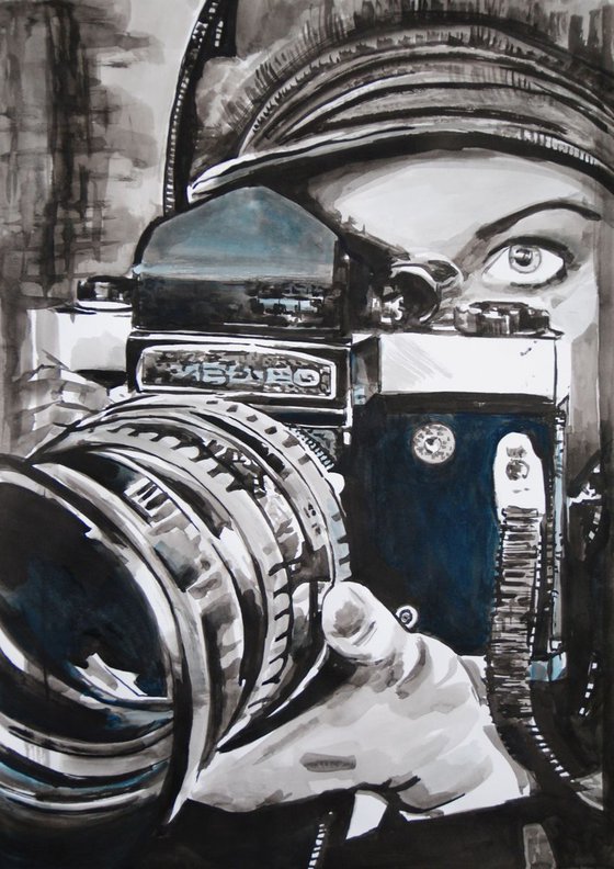 Girl with camera ID #5  / 70 x 50 cm