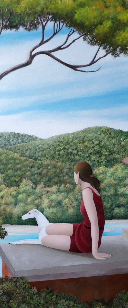 The white dog, the maiden and the bush by Cecco Mariniello