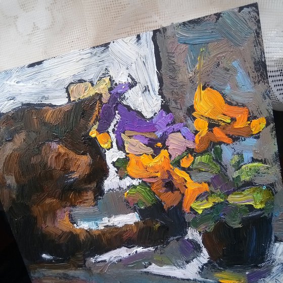 Cat with Pansies/2022