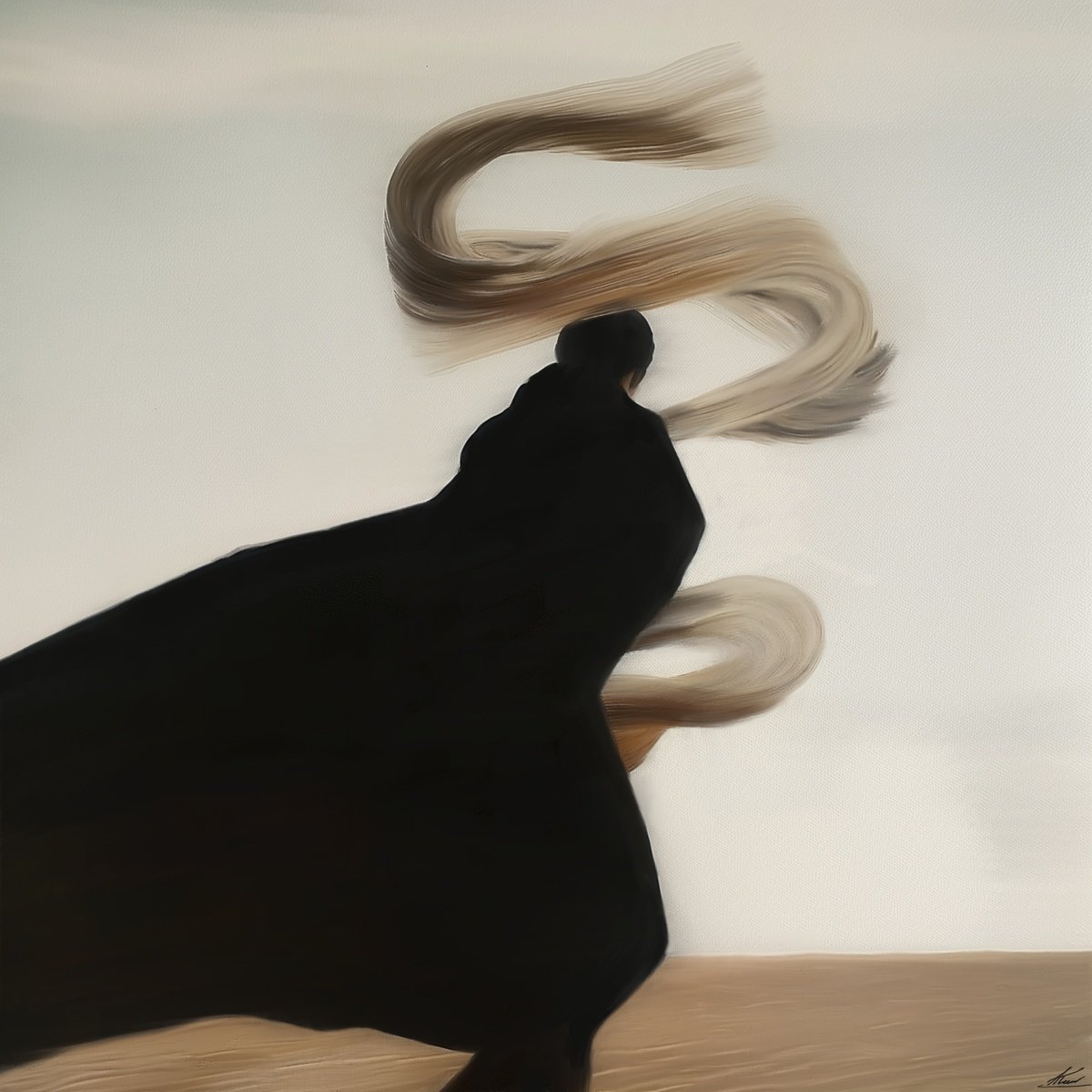 Expressive Portrait Acrylic Painting By Anzhelika Klimina, 24 X 24, Lonely Figure N20, Original Artwork