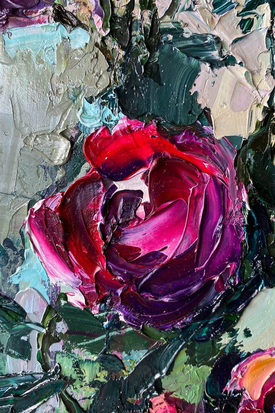 Red Rose Impasto Wall Art
