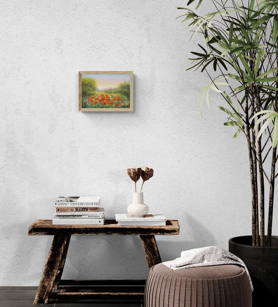 Sunset on the poppy field