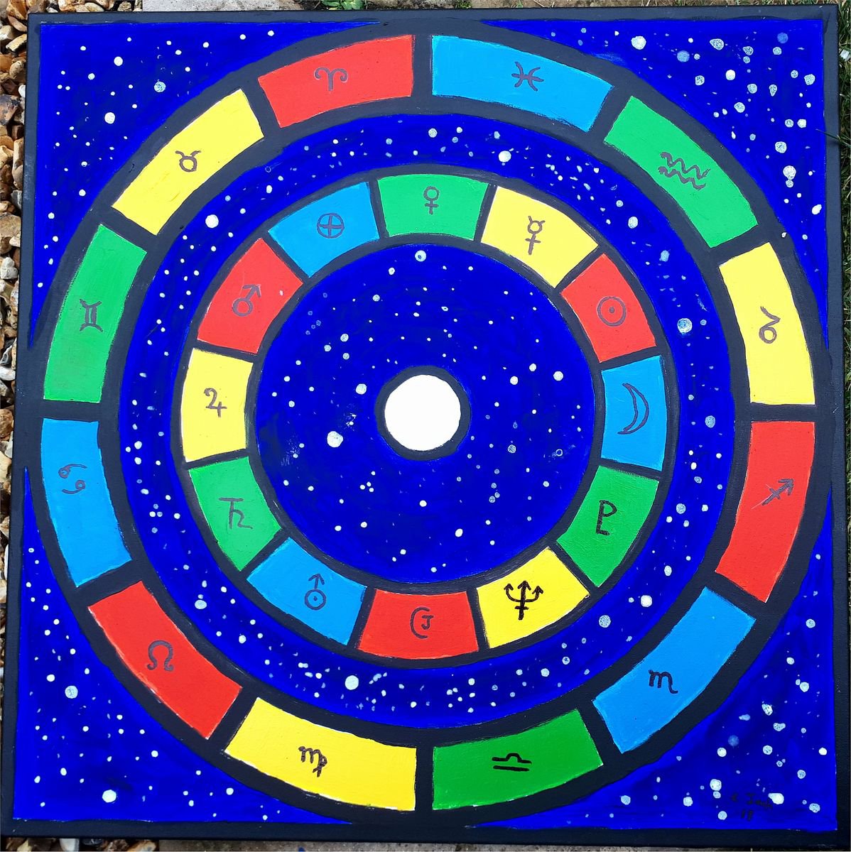 Abstract Acrylic Painting By Colin Ross Jack, 24 X 24, Zodiac, Original Artwork