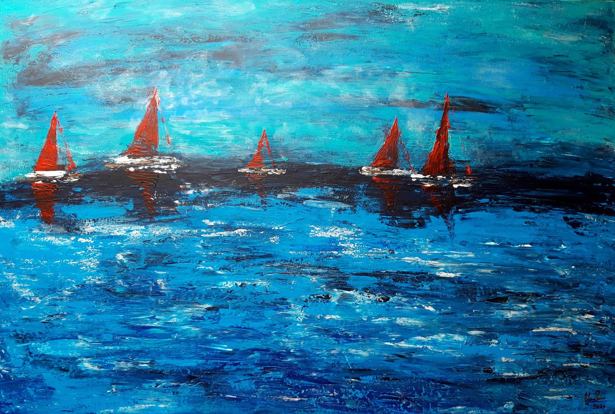 Sailing through a blue world (2021) by Elena Parau