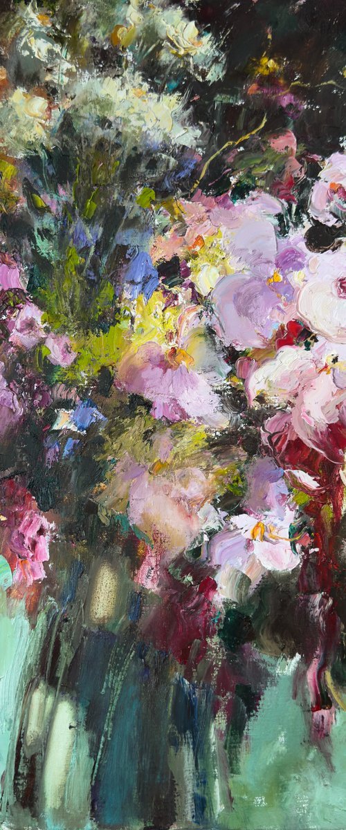 Pink evening. Abstract Flowers by Olha Laptieva