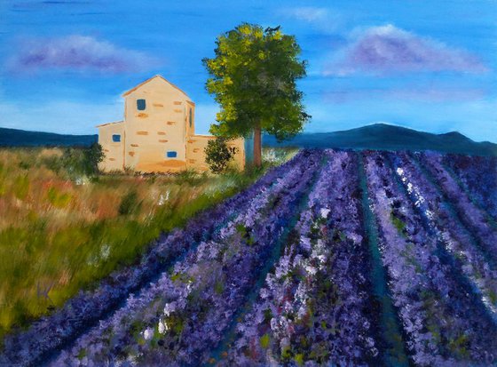 " Lavender sky " 40*30 cm\17*12"\lavender landscape\provence landscape\lavender field