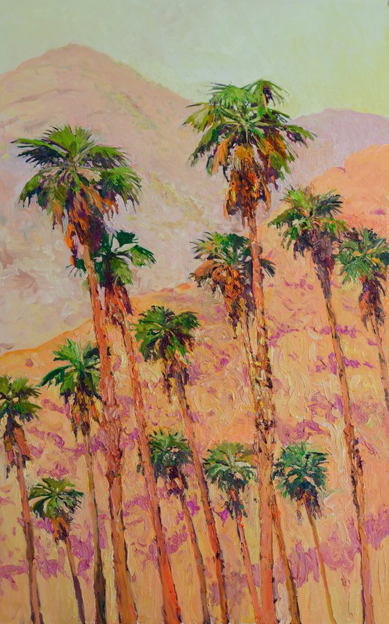 Desert Palms and Mountains. Palm Springs