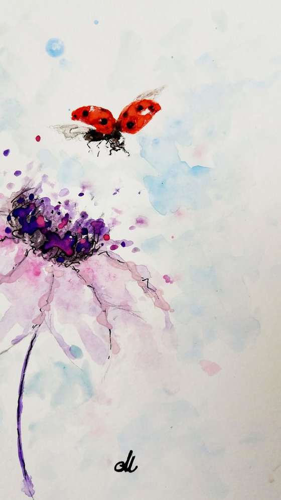Ladybug love../gift idea/free shipping in USA for any of my artworks