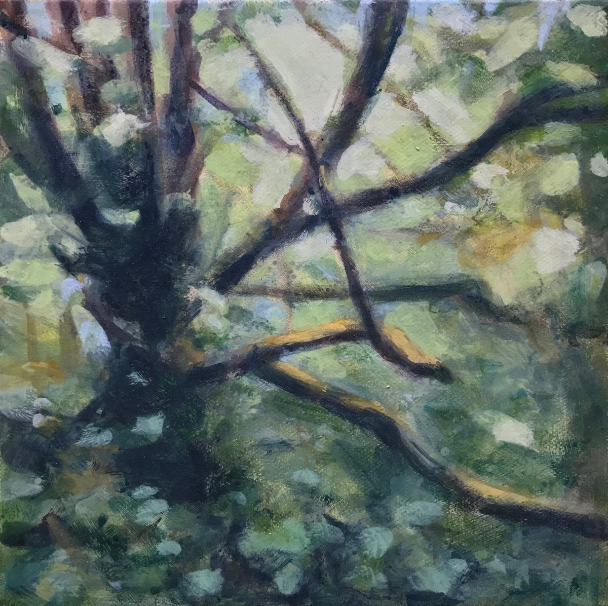 Impressionistic Landscape Acrylic Painting By Hugo Lines, 8 X 8, Spring!!, Original Artwork