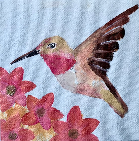 Hummingbird and flowers 2