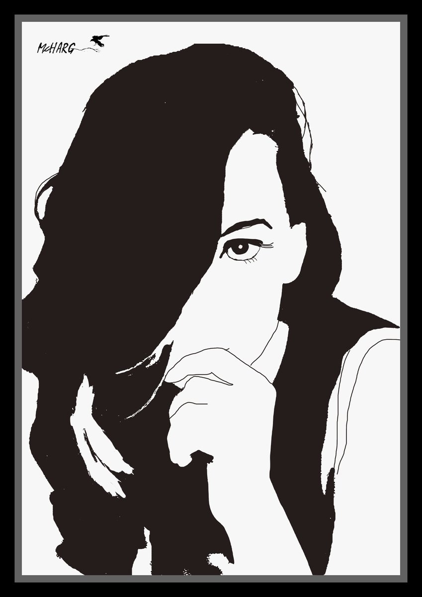 Impressionistic Portrait Painting By Joe Mcharg, 30 X 42, India Ink #1 2638, Original Artwork