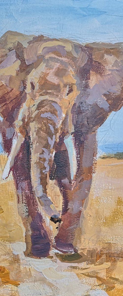 "Elephant" (acrylic on paper paintings) (11x15×0.7'') by Alexander Koltakov