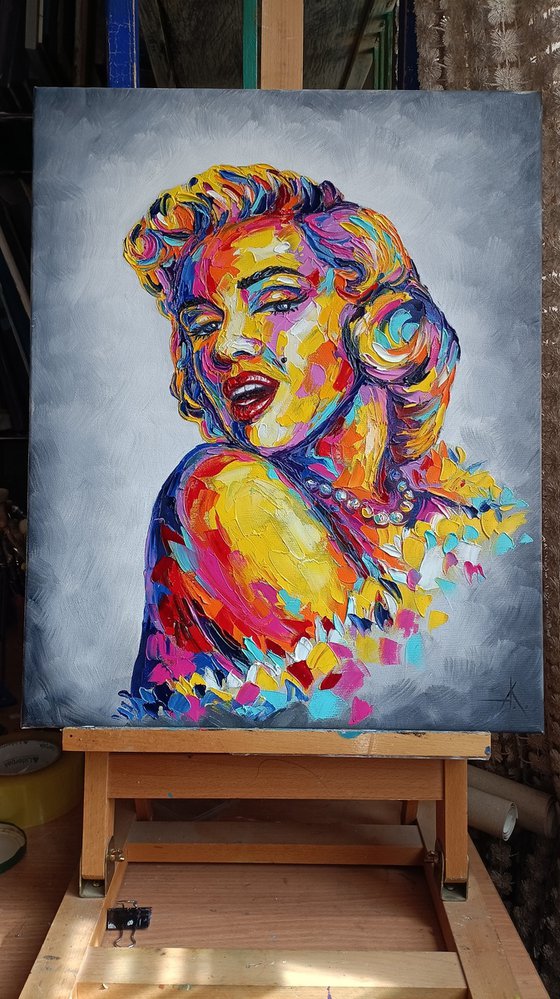 Marilyn Monroe - oil painting, portrait, woman face, woman portrait, Marilyn Monroe face