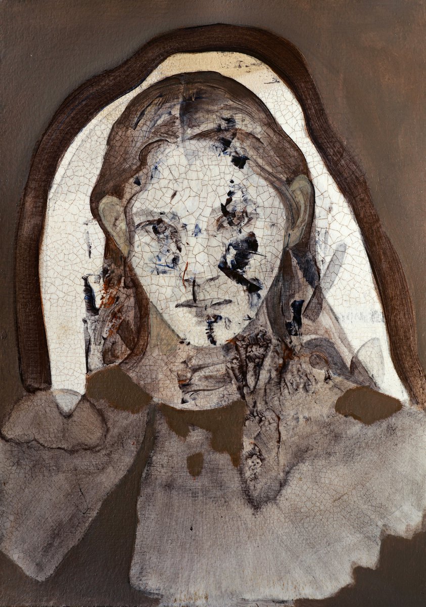 Expressive Portrait Oil Painting By Melinda Matyas, 9 X 12", Lament, Original Artwork