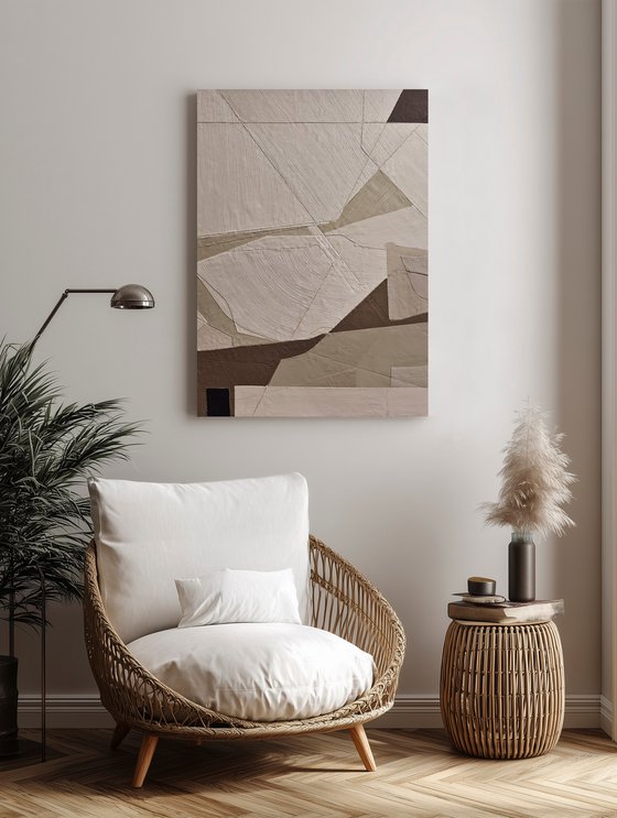 "Bella" Abstract geometric brown beige art