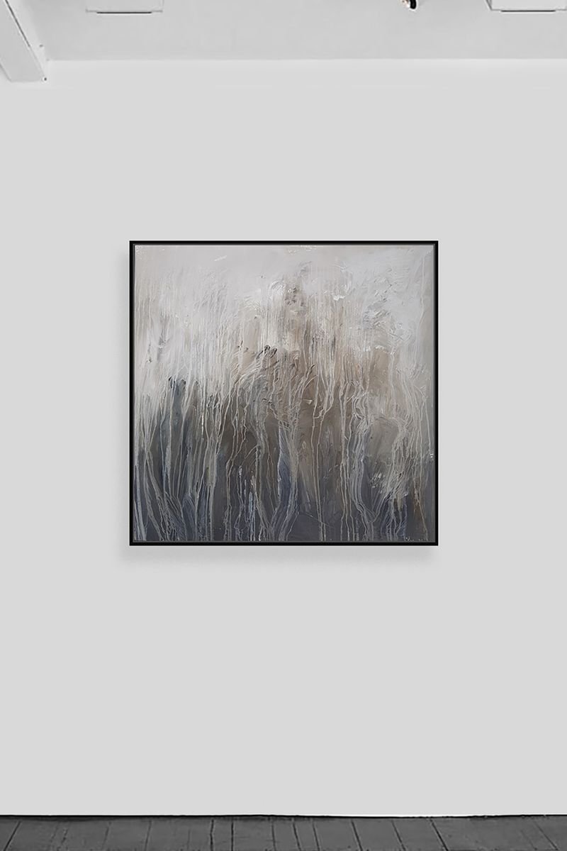 Brown, black&white abstract painting by Wim van de Wege