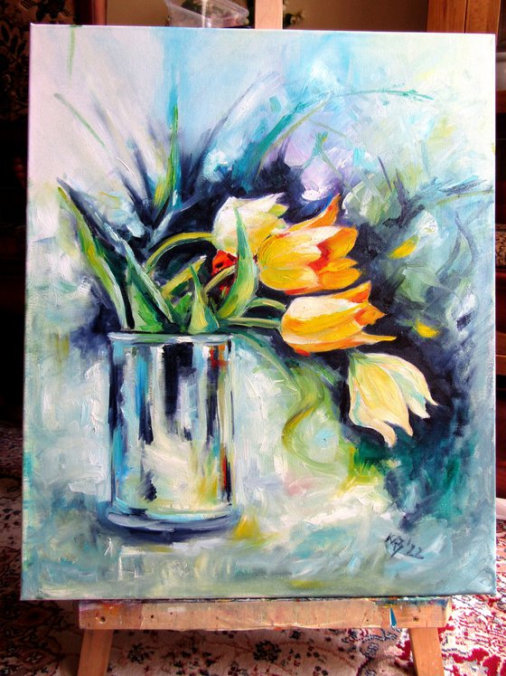 Still life with some tulips