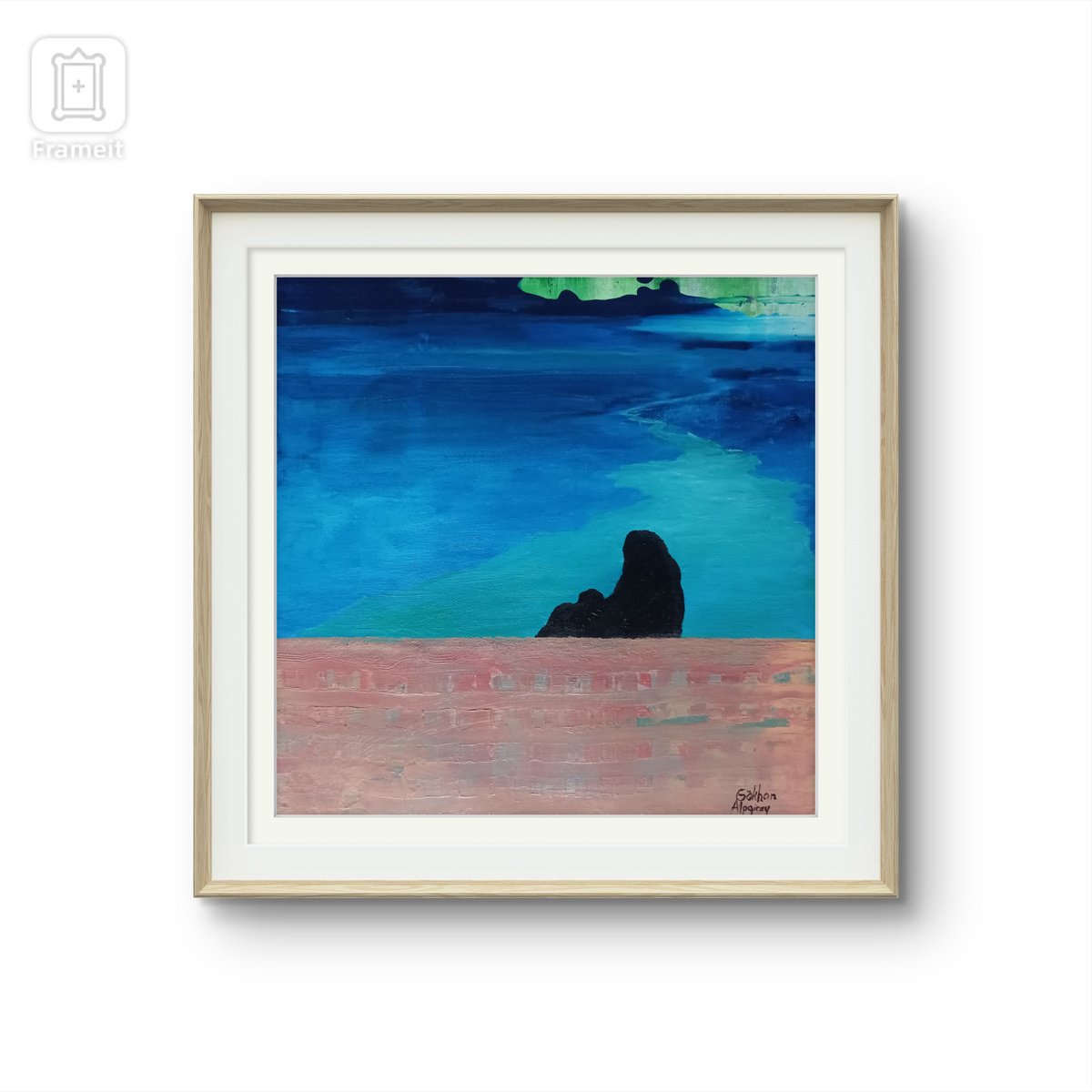 Abstract Oil Painting By Gokhan Alpgiray, 10 X 10, A Peaceful Moment, Original Artwork