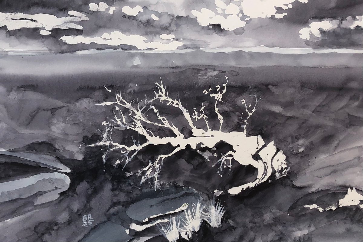 Impressionistic Landscape Watercolour By Bernd Rieve, 16 X 11, Out Of The Wild Ii, Original Artwork