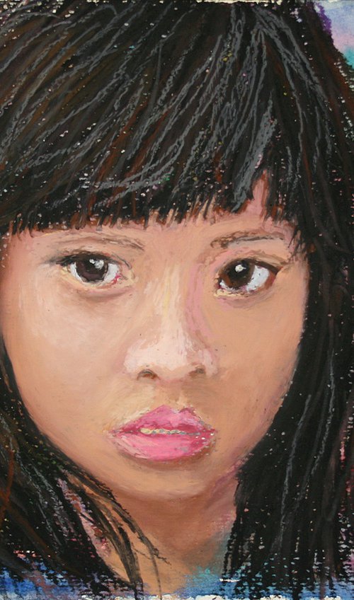 Girl  /  ORIGINAL OIL PASTEL PAINTING by Salana Art Gallery