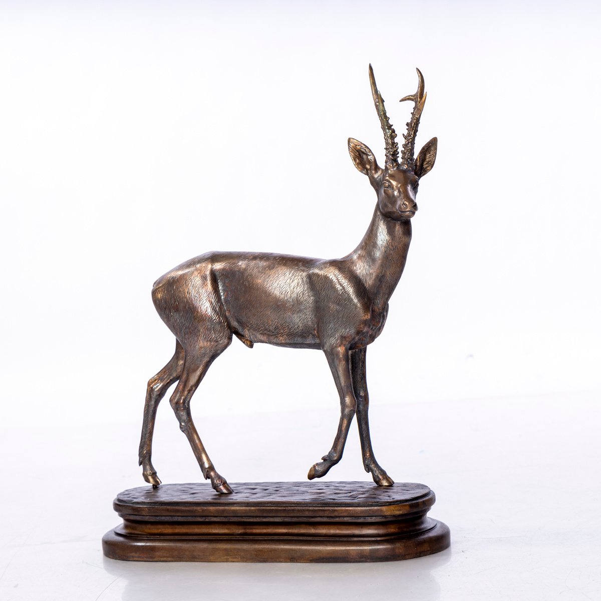 Photorealistic Animal Bronze Sculpture By Krasimir Krastev, 12 X 20", Roe Deer Sculpture, Original Artwork