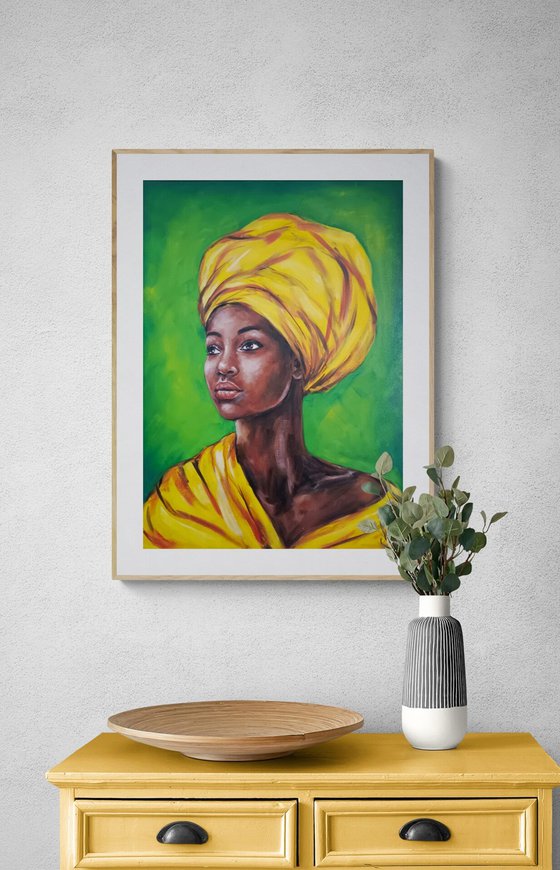 African Beauty - yellow scarf