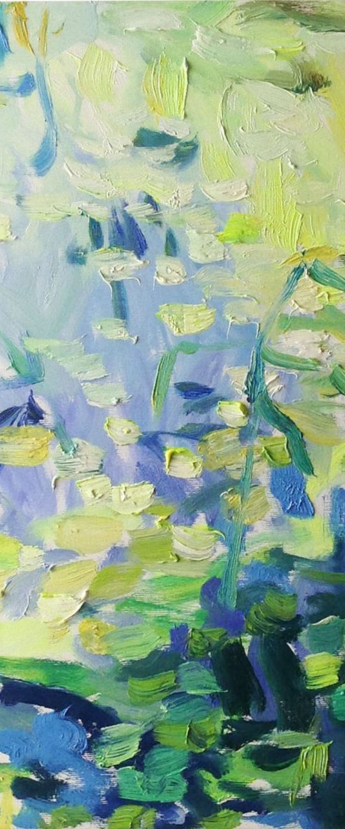 Impressive light #1  the water lilies pond morning light oil painting water river lily by Nataliia Nosyk