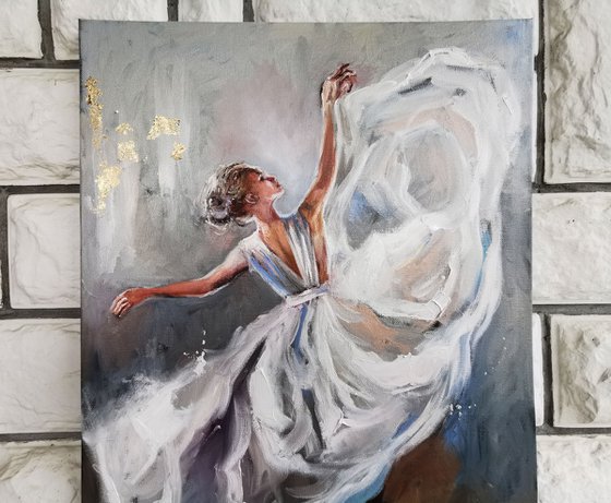 Ballerina oil painting, dancer art