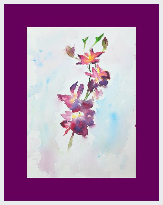 Purple Orchids floral art