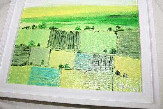 Beautiful countryside - Acrylic painting on unstretched canvas & framed