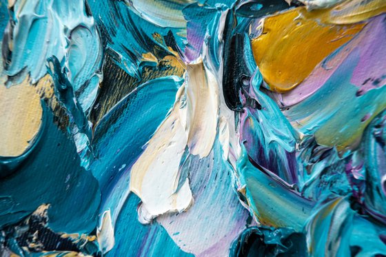 Turquoise Gold Impasto Art