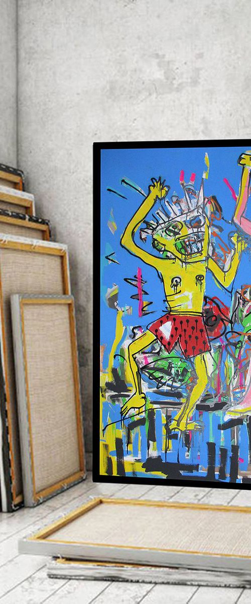 Dancers Large CANVAS 140 X 180 CM / 55,11 X 70,86 INCH ABSTRACT EXPRESSIONISM by V. Lishko