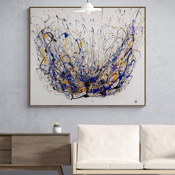 Sprucigi N-8 (H)132x(W)155x(D)4 cm. Colorful Splash Abstract Painting